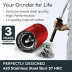 Premium Manual Coffee Grinder for Espresso, Pour Over & French Press with Stainless Steel Conical Burr, Precision Adjustable Hand Grinder, Compact Travel Size - by Alpaca Ventures