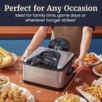 Elite Gourmet EDF475 Electric Deep Fryer 4.2 Quart Oil Capacity with Temperature Knob, 1 x 4Qt Basket, Powerful 1700 Watts, Lid with Anti-Odor Filter & Viewing Window, Stainless Steel