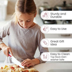 Zulay 3-Piece Kids Knife Set for Real Cooking & Baking - Toddler Knives for Cutting Fruits, Veggies, & Cake - Children’s Montessori Knive with Serrated Edges - Safe & Fun Lettuce Knife (Hot Pink)