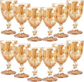 12 Pcs Vintage Wine Glasses, 10 Ounces Colored Glass Water Goblets, Unique Embossed Pattern High Clear Stemmed Glassware Wedding Party Bar Glass Drinking Cups, Floral Amber Glasses Set of 12
