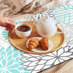 Findosom 2PCS 16" x 24" Dish Drying Mat & 24" x 5.5" Sink Splash Guard, Super Absorbent & Cuttable Dish Mat Drying Kitchen Mat with Teal Floral, Hide Stain Drying Mat for Kitchen Counter