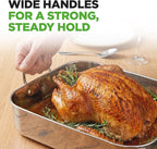 NutriChef Premium Stainless Steel Roasting Pan with Rack – Heavy‑Duty 14″ Turkey Roasting Pan for Turkey, Chicken & Meats (Wide Handles, Dishwasher Safe)