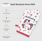 AMOUR INFINI Apron and Hat Set, 3 Pcs- Adjustable Kitchen Apron Oven Mitts Set