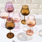 Khen Colored Crystal Wine Glass Set of 6, Large 20 OZ Glasses, Fall Leaves Terracotta Bright Italian Style Tall Stemmed Drinkware Red & White Wine, Water Dinner Glasses, Color Glassware Stemmed