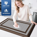 KitchenClouds [2 PCS Kitchen Rugs Cushioned Anti-Fatigue Kitchen Mats for Floor Waterproof Kitchen Rug Set Non-Slip Comfort Standing Mat for Office, Sink, Laundry 17.3"×29"+17.3"×47",Chocolate