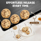 Sakerplus Nonstick Baking Sheet Pan Set of 3, Heavy Duty Cookie Sheets for Oven with Stripe Texture Pattern, 0.6mm Thick Quarter/Half/Jelly Roll Pans, Rust-Resistant & Easy Clean (Black)
