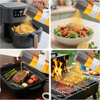 LUKUMIQI 2 in 1 Oil Sprayer for Cooking, 17oz Light-Blocking Glass Spray Bottle with Stickers, Oil Dispenser for Salad, Air Fryer & BBQ