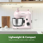 Stand Mixer, Compact & Space-Saving, Stainless Steel Bowl, Unique & Playful Design, Effcient 300W Motor, Dishwasher-Safe Attachments, SM-2549A (Pink)