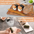 3PCS Clear Onigiri Rice Ball Mold Maker Kit, Musubi Press, Triangle Sushi Press for Kid Lunch Bento, Non-stick, BPA-Free