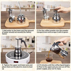 9 Cup Glass Clear Moka Pot Thickened 304 Stainless Steel Stovetop Espresso Maker Italian Coffee Machine 450ml 15oz Classic Mocha Cafe Greca Coffee Suitable for Gas Induction