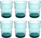 Beaded 15.6 oz Durable Acrylic Double Old Fashioned Drinking Glasses, Shatter-Resistant and Dishwasher-Safe Indoor/Outdoor - Sea Green - Set of 6