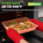 NutriChef 25-Piece Baking Pan Set, Nonstick Carbon Steel Bakeware, Includes 15 Cookie Sheets (3 Each 13", 17", 15") with Silicone Handles, 5 Rectangular Pans with Plastic Lids, PFOA/PFOS/PTFE Free