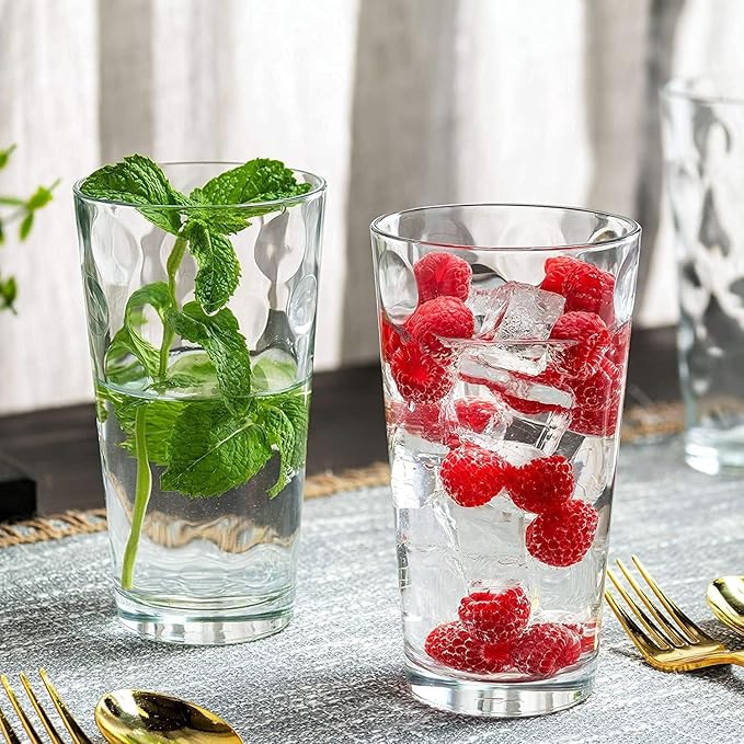 Melrose Glass Drinkware Set, 24 Pieces, Includes Cooler, DOF, Juice and Shot Glasses