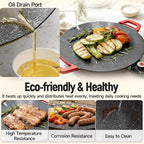 Low-Smoke Electric Grill Pan Indoor Nonstick Griddle 800W/1000W 5 Heat Settings with Random 4-Piece Accessories Easy to Clean