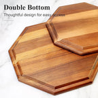 Set of 3 Acacia Wood Serving Trays Cheese Platters Party Hosting Essentials Gifts Charcuterie Board for Vegetable Fruit Food Round Tray Wooden Appetizer Platter Christmas Plates Dish Serving Boards