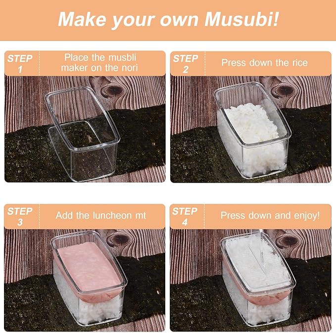 3PCS Clear Onigiri Rice Ball Mold Maker Kit, Musubi Press, Triangle Sushi Press for Kid Lunch Bento, Non-stick, BPA-Free