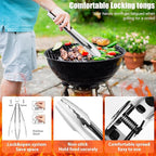 RINPIR 31pcs BBQ Grill Accessories Gifts for Men Dad, Heavy Duty Grilling Tools Gift Set for Father's Day, Stainless Steel BBQ Utensils Kit with Mats, Grill Brush in Carrying Bag Black