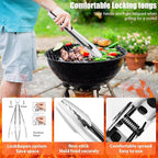 RINPIR 31pcs BBQ Grill Accessories Gifts for Men Dad, Heavy Duty Grilling Tools Gift Set for Father‘s Day, Stainless Steel BBQ Utensils Kit with Mats, Grill Brush in Carrying Bag Brown