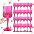Plastic Wine Glasses, Plastic Goblets Vintage Style Cordial Unbreakable Drinking Glasses, Reusable Drinkware for Wedding Reception, Grand Event Party Supplies, Mother's Day (24, Hot Pink)