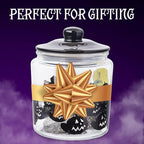 Silver Buffalo Disney Tim Burton Nightmare Before Christmas Moon Hill Graveyard Scene Jack Skellington and Sally Glass Cookie Snack Candy Jar with Lid (Small)