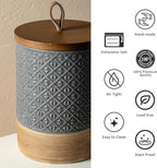 Miamolo Ceramic Spice Jars with Lids, Coffee Canister with Airtight Lid, Small Kitchen Food Storage Jars for Spice Sugar Tea Bag, Stackable Decor Kitchen Jar for Counter - Gray & 20 fl.oz