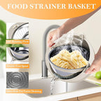 4-1 Colander with Bowl Set, Food Strainers and Colanders, Fruit Washing Bowl with Strainer, Rotatable Colander for Kitchen, Aesthetic Kitchen Gadget, Christmas & New Year Gifts - Beige