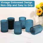 JOVGANK Blue Vintage Hobnail Drinking Glasses Set of 6, Water Tumbler 15oz, Kitchen & Bar Beaded Highball Glasses, Beverage Glass Cups for Water, Beer, Juice, Housewarming and Mother's Day Gift