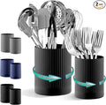 Kyraton Cooking Utensils Holder 2pcs, 360° Rotating Heavy Duty Plastic Kitchen Utensil Holder for Countertop, The Small Utensil Crock for Cutlery Silverware, Tooth Brush, Desk Pencil Pen