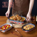 Ceramic Casserole Dishes for Oven, Hand-painted Polish Pottery Baking Dish Set of 2, 0.8QT / 2QT Porcelain Casserole Dishes with Handles, Baking Pan Lasagna Pan, Gift for Family/Friend (Red)
