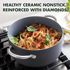 GreenPan Lima Hard Anodized 5QT Stock Pot with Lid, Healthy Ceramic Nonstick, PFOA PFAS-Free Nontoxic Pots and Pans, Oven & Broiler Safe Cookware, Stainless Steel Handles, Grayy (Pack of 2)