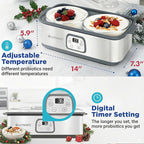 Ultimate Probiotic Yogurt Maker w/Adjustable Time & Temp Control - Make Trillions of Live Probiotics (Two 1-Quart Containers) - Best Xmas Gifts & Presents for Men & Women - ULTIMATE LIFETIME WARRANTY