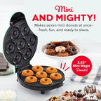 Dash Express Mini Donut Maker - Homemade Dessert Maker - Features Double-Sided, Non-Stick Surface & Space-Saving Design - Makes 7 - Aqua
