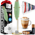 Zulay Kitchen Patented Tornado Triple Whisk Milk Frother with 4 Duracell Batteries – Handheld Foam Maker for Coffee, Lattes, Matcha & Hot Chocolate – Rich, Creamy Froth in Seconds - Olive & Gold