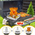 P&P CHEF Beer Can Chicken Holder with Roasting Pan Set, 9-inch Stainless Steel Square Baking Pan and Chicken Rack For Grilling, Heavy Duty & Dishwasher Safe, 2Pcs