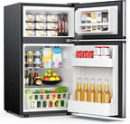 EUHOMY Mini Fridge with Freezer, 3.2 Cu.Ft Mini Refrigerator fridge, 2 door For Bedroom/Dorm/Office/Apartment - Food Storage or Cooling drinks, Silver