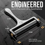 Zulay Kitchen Stainless Steel Wire Cheese Slicer - Adjustable Hand Held Cheese Cutter with 2 Extra Wires - Premium Cheese Shaver For Mozzarella, Cheddar, Gruyere - Cheese Cutter with Wire (Gunmetal)