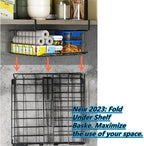 Under Shelf Basket Storage 2Pack - 11.8in Metal Under Cabinet Shelf, Hanging Wire Basket Shelves, Undershelf Storage Basket for Kitchen Pantry Bookshelf
