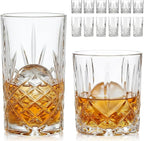 Moretoes Crystal Whisky Drinking Glasses Set of 12, Glass Cups, Mixed Glassware Set, 12 Oz Highball Glasses & 11 Oz Old Fashioned Glasses, Great for Cocktail and Other Beverages