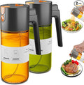 LUKUMIQI 2 in 1 Oil Sprayer for Cooking, 17oz Light-Blocking Glass Spray Bottle with Stickers, Oil Dispenser for Salad, Air Fryer & BBQ