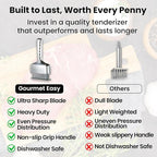 Meat Tenderizer Tool, Stainless Steel Blade Tenderizer for Meat – Extra Long Handle, Rustproof One-Piece Meat Tenderizer Mallet & Hammer, Steak Cooking Accessories, No Assembly Needed, 5-Year Warranty