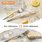 KINGSTONE 65 Pieces Silverware Set for 12, Premium Stainless Steel Flatware Set with Serving Utensils, Heavy Duty and Modern Design Cutlery Set, Mirror Polished, Dishwasher Safe
