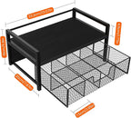 Homode Wood Tea Bag Organizer, Teabag Holder with Drawer, Tea Organizers and Storage Box, 8 Compartments Tea Caddy Station Chests Display Container for Counter Kitchen, Black