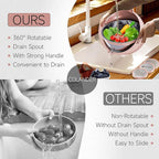 4-1 Colander with Bowl & Spoons Set - Food Strainer with New Upgraded Graters & Spoons - Colanders for kitchen(Patented) - Strainer for Fruit Pasta Veggie, Funny Presents for Women, Pink