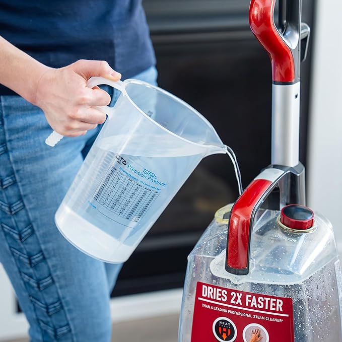 Half Gallon 64oz (2 quart) Measure Pitcher- Conversion Chart-Strong Food Grade - Resistant to Chemicals- Great for Lawn, Pool & Spa, Ag, Home Hobbies, Lye, Cooking, Shop Motor Oil Fluids Made In USA