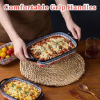 Ceramic Casserole Dishes for Oven, Hand-painted Polish Pottery Baking Dish Set of 2, 0.8QT / 2QT Porcelain Casserole Dishes with Handles, Baking Pan Lasagna Pan, Gift for Family/Friend (Red)
