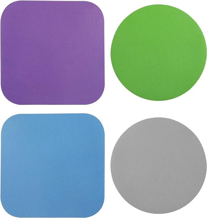 LUTER 4pcs Jar Opener, Rubber, Multi-function Silicone Bottle Opener for Seniors with Weak Hands Lid Cap Gripper Pads Kitchen Coasters Gadgets(Blue, Green, Gray, Purple)