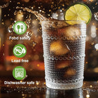 Hobnail Drinking Glasses Set of 8，Includes 12-ounce beer glasses and 10-ounce cocktail glasses.Kitchen Water Glass Cup,Bar Tumbler Glassware Set for Whiskey, Beer, Cocktail, Juice, Milk