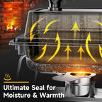 KScocina Chafing Dishes for Buffet, 4 Pack 5QT Square Stainless Steel Chafing Dish Set, Complete Buffet Warmer for Home Parties, Christmas & Catering Events (Grey)