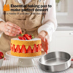 8 Inch Cake Pan Set of 2, Stainless Steel Baking Pan Round Cake Mold for Layered Cakes, No Coating Smash Cake Pans Cake Mold, Mirror Finish Dishwasher Safe Cake Pans Sets for Baking