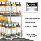 LYNK PROFESSIONAL® Pull Out Spice Organization for Cabinets - 6-3/8 inch Wide – Spice Rack for Inside Cabinets, Slide Out Spice Rack Organizer for cabinet – Pull Out Spice Rack, Sliding 2 Tier Chrome